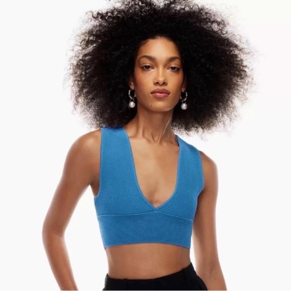 Babaton Carlotta Sculpt Knit Deep V Neck Tank Compressive XS Aqua EUC - Picture 5 of 13